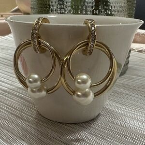 JCrew Pearl Drop Hoop Earrings
